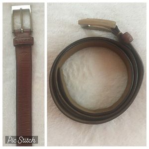 SALE! Joseph Abboud Genuine Brown Textured Leather Stitched Edge Belt